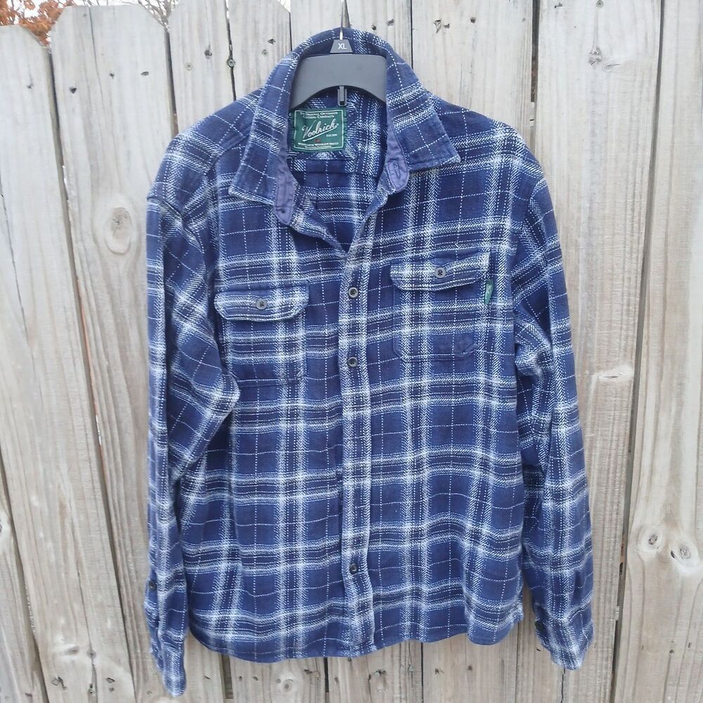 Woolrich Flannel Men's Shirt XL Wool Shacket Plaid Workwear Outdoor Barn - Picture 10 of 11